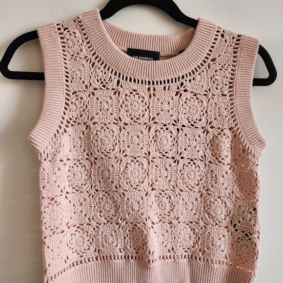 Kooples NWT 1 (S) cotton crochet sweater vest, pink - Picture 5 of 14